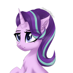 Size: 1693x1694 | Tagged: safe, artist:queenofsilvers, starlight glimmer, pony, unicorn, chest fluff, ear fluff, female, fluffy, heart eyes, horn, mare, simple background, smiling, solo, transparent background, wingding eyes