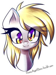 Size: 694x917 | Tagged: safe, artist:chaosangeldesu, derpy hooves, pony, bust, cute, derpabetes, female, looking at you, mare, portrait, simple background, smiling, solo, transparent background