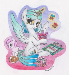 Size: 551x604 | Tagged: safe, artist:pony-paint, pony, female, furby, hasbro, mare, monopoly, play-doh, ponified, smiling, solo, spread wings, toy, traditional art, wings