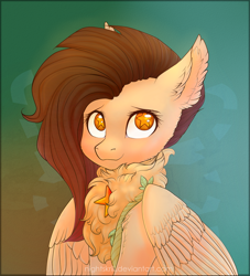 Size: 1024x1127 | Tagged: safe, artist:nightskrill, oc, oc only, pegasus, pony, :3, bust, chest fluff, ear fluff, female, mare, portrait, smiling, solo, starry eyes, wingding eyes