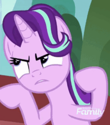 Size: 336x381 | Tagged: safe, screencap, starlight glimmer, unicorn, the parent map, air quotes, angry, animated, cropped, female, frown, gif, gritted teeth, implying, mare, sire's hollow, solo