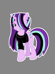 Size: 1536x2048 | Tagged: safe, artist:epiccrasher, starlight glimmer, pony, unicorn, the parent map, clothes, ear piercing, earring, edgelight glimmer, emo, female, glimmer goth, goth, gray background, jewelry, mare, piercing, simple background, solo, teenage glimmer