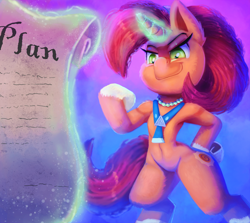 Size: 2000x1784 | Tagged: safe, artist:discorded, stellar flare, pony, semi-anthro, unicorn, the parent map, armpits, bipedal, female, glowing horn, magic, mare, mother, smiling, solo, telekinesis, that pony sure does love plans