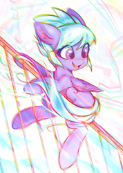 Size: 2480x3491 | Tagged: safe, artist:mirroredsea, cloudchaser, pegasus, pony, cute, cutechaser, female, looking back, mare, sliding, sliding ponies, smiling, solo, stairs