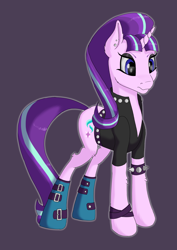 Size: 2480x3508 | Tagged: safe, artist:settop, starlight glimmer, pony, unicorn, the parent map, clothes, ear piercing, edgelight glimmer, female, glimmer goth, goth, mare, piercing, solo, teenage glimmer