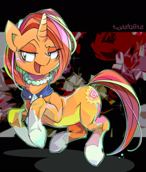 Size: 1600x1885 | Tagged: safe, artist:tyuubatu, stellar flare, pony, unicorn, the parent map, female, jewelry, lidded eyes, mare, necklace, smiling, solo