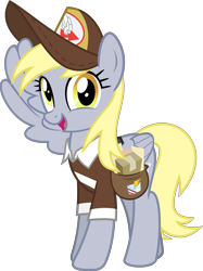 Size: 5177x6935 | Tagged: safe, artist:jhayarr23, derpy hooves, pegasus, pony, the break up breakdown, absurd resolution, clothes, female, hat, looking at you, mailmare, mailmare hat, mare, salute, shirt, simple background, transparent background, vector