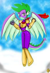 Size: 1065x1527 | Tagged: safe, artist:odiz, spike, dragon, molt down, male, winged spike, wings