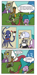 Size: 2734x5409 | Tagged: safe, artist:helsaabi, discord, skellinore, spike, squizard, dragon, the break up breakdown, captain wuzz, dungeons and dragons, flower, garbuncle, ogres and oubliettes, paper, rose, shocked