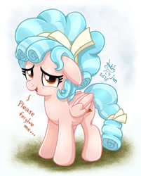 Size: 967x1200 | Tagged: safe, artist:joakaha, cozy glow, pegasus, pony, marks for effort, dialogue, female, filly, foal, open mouth, solo