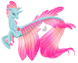 Size: 1024x824 | Tagged: safe, artist:oneiria-fylakas, ocellus, seapony (g4), non-compete clause, disguise, disguised changeling, seaponified, seapony ocellus, simple background, solo, species swap, transparent background