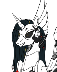 Size: 663x830 | Tagged: safe, artist:zaharcha, oc, oc only, oc:molados, pony, robot, robot pony, bust, female, grin, mare, portrait, rapeface, simple background, smiling, solo, spread wings, transparent background, wings