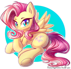 Size: 1992x1926 | Tagged: safe, artist:chaosangeldesu, fluttershy, pegasus, pony, abstract background, cute, female, frog (hoof), looking at you, looking back, looking back at you, mare, outline, plot, prone, shyabetes, simple background, solo, spread wings, transparent background, underhoof, wings