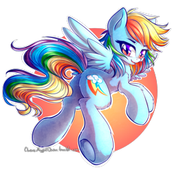 Size: 2000x2000 | Tagged: safe, artist:chaosangeldesu, rainbow dash, pegasus, pony, backwards cutie mark, beautiful, butt fluff, circle background, cute, cutie mark, dashabetes, female, fluffy, hooves, looking at you, looking back, looking back at you, mare, plot, simple background, smiling, solo, tail, transparent background, wings