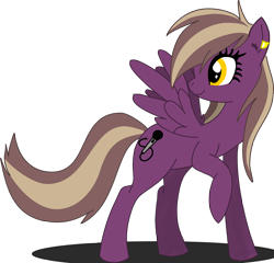 Size: 2076x1989 | Tagged: safe, artist:omegathedragon, oc, oc only, pegasus, pony, ear piercing, female, looking back, mare, piercing, raised hoof, simple background, solo, transparent background