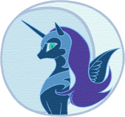 Size: 260x244 | Tagged: safe, artist:cheshire-no-neko, nightmare moon, alicorn, pony, bust, female, mare, moon, portrait, side view, simple background, solo, transparent background