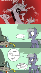 Size: 800x1414 | Tagged: safe, artist:emositecc, discord, limestone pie, draconequus, earth pony, pony, a matter of principals, ..., comic, dialogue, female, implied marble pie, mare, offscreen character, speech bubble