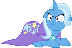 Size: 12662x8354 | Tagged: safe, artist:famousmari5, trixie, unicorn, a matter of principals, >:c, absurd resolution, angry, behaving like a cat, cape, clothes, cute, diatrixes, female, floppy ears, frown, madorable, simple background, solo, transparent background, trixie's cape, vector