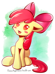 Size: 1494x2000 | Tagged: safe, artist:chaosangeldesu, apple bloom, earth pony, pony, bow, female, filly, solo