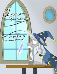 Size: 4879x6293 | Tagged: safe, artist:theravencriss, star swirl the bearded, pony, unicorn, friendship university, absurd resolution, beard, exam, facial hair, male, solo, stallion