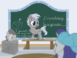 Size: 2000x1523 | Tagged: safe, artist:foal, chipcutter, rarity, pony, unicorn, friendship university, classroom, colt, craft, friendship, male, plainity, sculpture