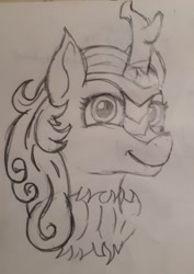 Size: 2009x2844 | Tagged: safe, artist:freezeroffire, autumn blaze, kirin, sounds of silence, bust, sketch, smiling, solo, traditional art