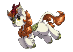 Size: 1169x826 | Tagged: safe, artist:kaliner123, autumn blaze, kirin, sounds of silence, butt fluff, cloven hooves, colored hooves, female, simple background, solo, transparent background, unshorn fetlocks