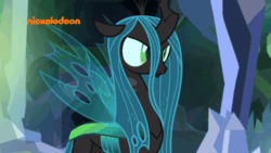Size: 800x450 | Tagged: safe, screencap, ocellus, queen chrysalis, changedling, changeling, changeling queen, pony, season 8, what lies beneath, adorkable, animated, breakdown, crying, cute, cutealis, disguise, disguised changeling, dork, dorkalis, fangs, female, frown, gif, implied chrysalis, mare, nickelodeon, nightmare cave, nose in the air, sad, sadorable, solo, spread wings, tantrum, teary eyes, volumetric mouth, whining, wings