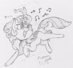 Size: 2480x2309 | Tagged: safe, artist:floofyfoxcomics, autumn blaze, kirin, sounds of silence, monochrome, solo, traditional art