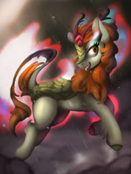 Size: 3000x4000 | Tagged: safe, artist:blackligerth, autumn blaze, kirin, sounds of silence, awwtumn blaze, cute, fangs, female, open mouth, solo