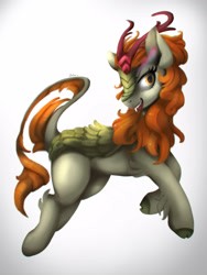 Size: 3000x4000 | Tagged: safe, alternate version, artist:blackligerth, autumn blaze, kirin, sounds of silence, background removed, female, open mouth, simple background, solo, white background