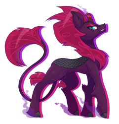 Size: 1280x1329 | Tagged: safe, artist:poke-scandy, tempest shadow, kirin, sounds of silence, broken horn, eye scar, female, kirin tempest shadow, kirin-ified, scar, signature, simple background, solo, species swap, transparent background