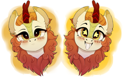 Size: 3273x2048 | Tagged: safe, artist:dino_horse, autumn blaze, kirin, sounds of silence, blushing, bust, cute, female, fluffy, portrait, solo, starry eyes, wingding eyes