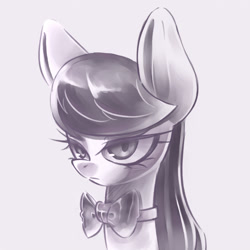 Size: 1500x1500 | Tagged: safe, artist:kaikoinu, octavia melody, earth pony, pony, bow, female, mare, monochrome, simple background, solo