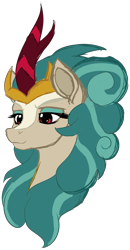 Size: 1702x3275 | Tagged: safe, artist:thatonegib, rain shine, kirin, sounds of silence, bust, character study, crown, eyeshadow, horn, jewelry, looking down, makeup, portrait, red eyes, regalia, simple background, sketch, smiling, transparent background