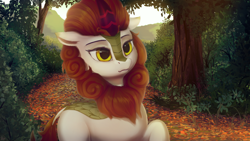 Size: 2560x1440 | Tagged: safe, artist:quvr, autumn blaze, kirin, sounds of silence, female, scenery, scenery porn, solo, wavy mouth