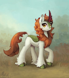 Size: 1200x1350 | Tagged: safe, artist:asimos, autumn blaze, kirin, sounds of silence, cloven hooves, female, leonine tail, looking at you, solo