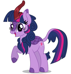 Size: 5000x5200 | Tagged: safe, artist:dragonchaser123, twilight sparkle, kirin, sounds of silence, absurd resolution, cloven hooves, cute, female, kirin twilight, kirin-ified, leonine tail, open mouth, open smile, raised hoof, simple background, smiling, solo, species swap, transparent background, twiabetes, vector