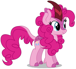 Size: 5563x5112 | Tagged: safe, artist:dragonchaser123, pinkie pie, kirin, sounds of silence, absurd resolution, cloven hooves, cute, diapinkes, female, kirin-ified, leonine tail, mare, simple background, smiling, solo, species swap, standing, transparent background, vector