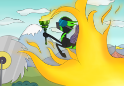 Size: 2200x1530 | Tagged: safe, artist:dualtry, rolling thunder, pegasus, pony, the washouts (episode), clothes, female, fire, helmet, mare, torch, uniform, washouts uniform