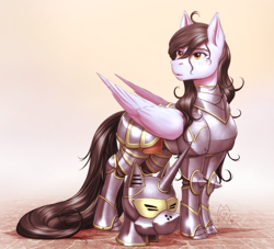 Size: 3082x2803 | Tagged: safe, artist:mykegreywolf, oc, oc only, oc:tail, pegasus, pony, armor, commission, female, helmet, mare, solo