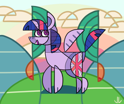 Size: 3800x3200 | Tagged: safe, artist:docwario, twilight sparkle, twilight sparkle (alicorn), alicorn, pony, abstract, cloud, cubism, female, geometry, horn, mare, modern art, sky, solo, wings