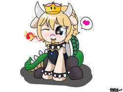Size: 960x720 | Tagged: safe, artist:parn, pony, bowser, bowsette, fanart, heart, pictogram, ponified, rule 63, super crown, super mario bros.