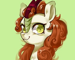 Size: 1280x1024 | Tagged: safe, artist:royal, autumn blaze, kirin, sounds of silence, bust, female, green background, portrait, quadrupedal, simple background, solo