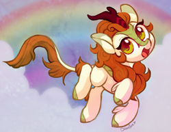 Size: 2019x1559 | Tagged: safe, artist:dawnfire, autumn blaze, kirin, sounds of silence, awwtumn blaze, cute, female, leonine tail, open mouth, smiling, solo