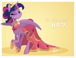 Size: 1000x773 | Tagged: safe, artist:frostadflakes, twilight sparkle, twilight sparkle (alicorn), alicorn, pony, dialogue, female, let them eat cake, mare, marie antoinette, solo