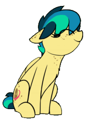 Size: 800x1080 | Tagged: safe, alternate version, artist:shinodage, oc, oc only, oc:apogee, pegasus, pony, animated, chest fluff, chest freckles, cute, daaaaaaaaaaaw, dancing, dancing apogee, diageetes, ear freckles, eyes closed, female, floppy ears, freckles, gif, happy, headbob, hnnng, mare, ocbetes, shinodage is trying to murder us, simple background, sitting, smiling, solo, transparent background, weapons-grade cute