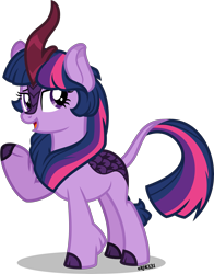 Size: 5000x6366 | Tagged: safe, artist:orin331, twilight sparkle, kirin, sounds of silence, absurd resolution, cloven hooves, female, kirin-ified, leonine tail, open mouth, raised hoof, shadow, simple background, solo, species swap, transparent background