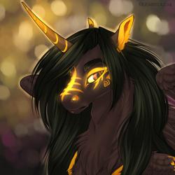 Size: 1200x1200 | Tagged: safe, artist:dementra369, oc, oc only, alicorn, pony, alicorn oc, bust, chest fluff, glow, portrait, solo