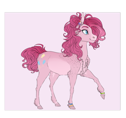 Size: 1280x1192 | Tagged: safe, artist:dementra369, pinkie pie, earth pony, horse, pony, alternate universe, female, mare, raised hoof, solo, wristband